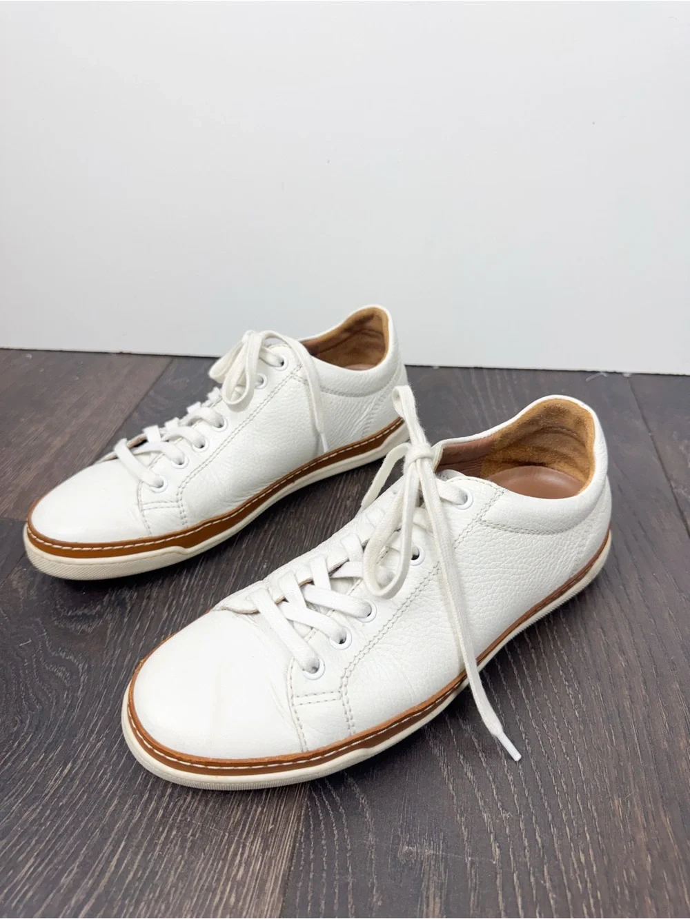 Allen Edmonds Porter White Pebble Grain Leather Derby Sneaker Men Size 7 D 50994
